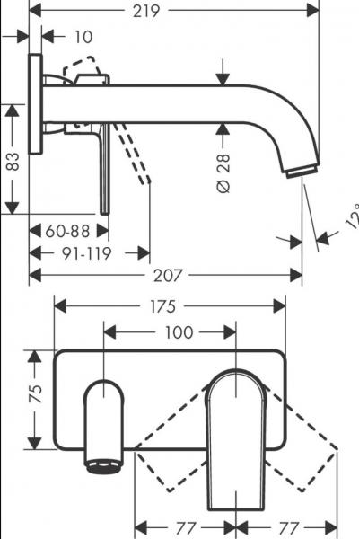 Hansgrohe Vernis Shape håndvaskarmatur til indbygning - Mat sort