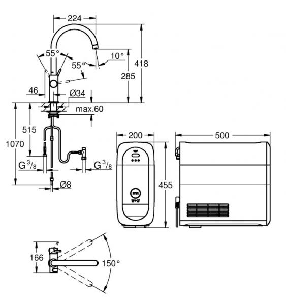 Grohe Blue Home køkkenbatteri m/C-tud - Børstet warm sunset