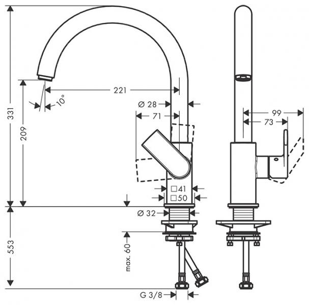 hansgrohe Vernis Shape M35 køkkenarmatur 210 1jet - Mat sort