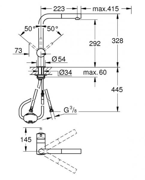 Grohe Minta køkkenarmatur m/udtræk og L-tud - Supersteel Grohe Minta køkkenarmatur m/udtræk og L-tud - Supersteel