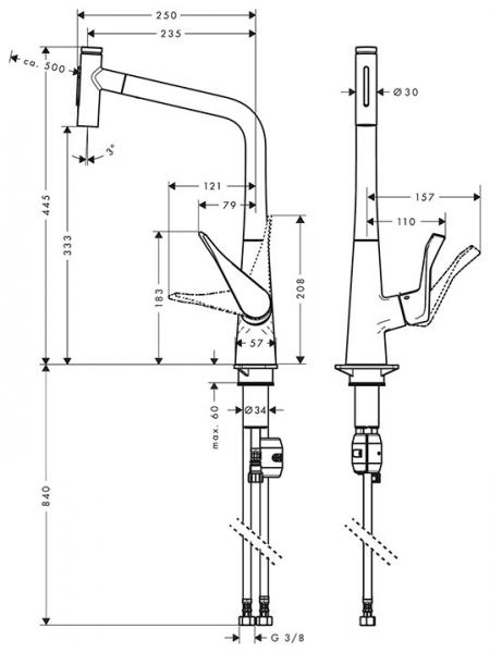 hansgrohe Metris Select M71 køkkenarmatur 320 m/udtræk 2jet - Krom