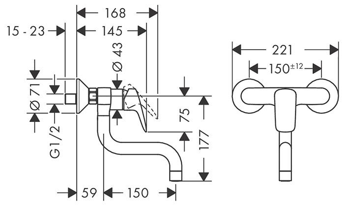 hansgrohe Logis køkkenarmatur t/væg - Med svingtud