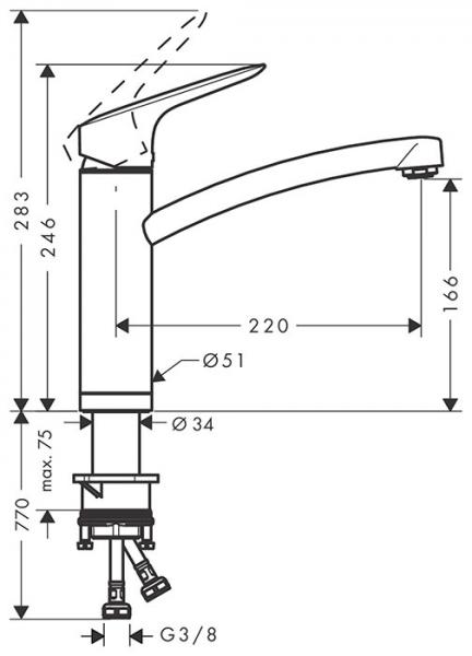 Hansgrohe HG Logis 160 køkken t/foran vindue krom