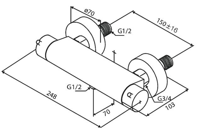 Damixa Iris brusearmatur m/termostat - Krom Damixa Iris brusearmatur m/termostat - Krom