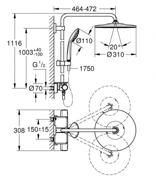 Grohe Vitalio Joy komplet brusesystem Ø310 m/EasyReach bakke - Krom Grohe Vitalio Joy komplet brusesystem Ø310 m/EasyReach bakke - Krom