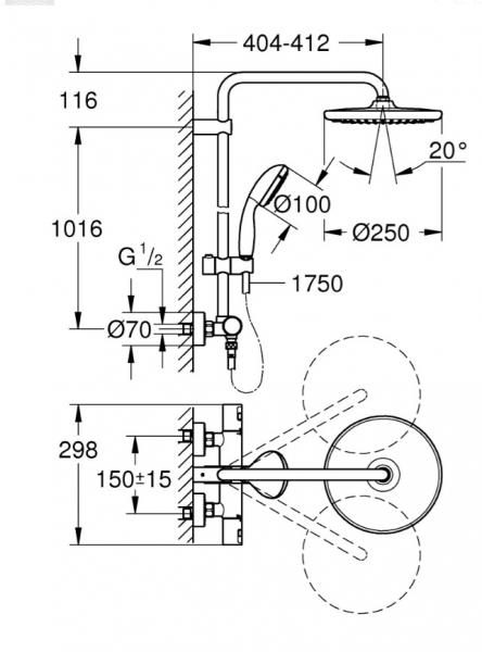 Grohe Vitalio Start ECO 250 komplet brusesystem - Krom Grohe Vitalio Start ECO 250 komplet brusesystem - Krom