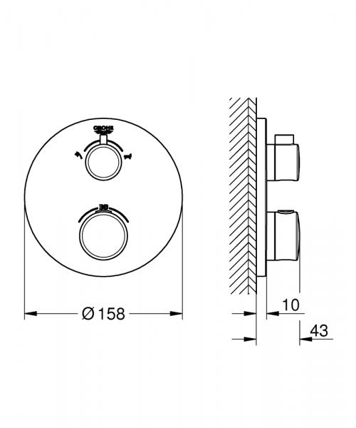Grohe Grohtherm termostatarmatur til kar (2 udgange) - Krom Grohe Grohtherm termostatarmatur til kar (2 udgange) - Krom