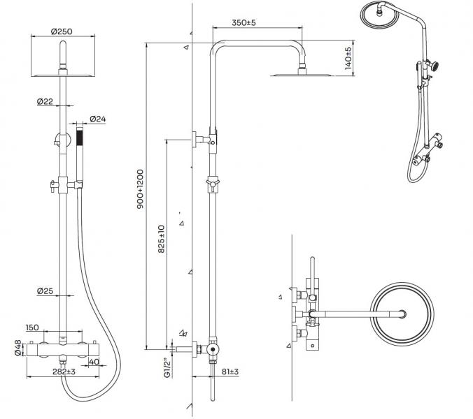 Lavabo Argo RS 250 komplet brusesystem - Rustfrit stål Lavabo Argo RS 250 komplet brusesystem - Rustfrit stål