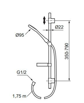 Mora Cera brusersæt S5 brusesæt m/bruseterostat - Krom