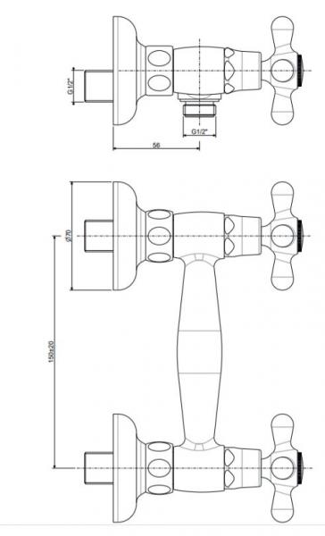 Lavabo Retro 2-grebs brusearmatur - Messing natur Lavabo Retro 2-grebs brusearmatur - Messing natur