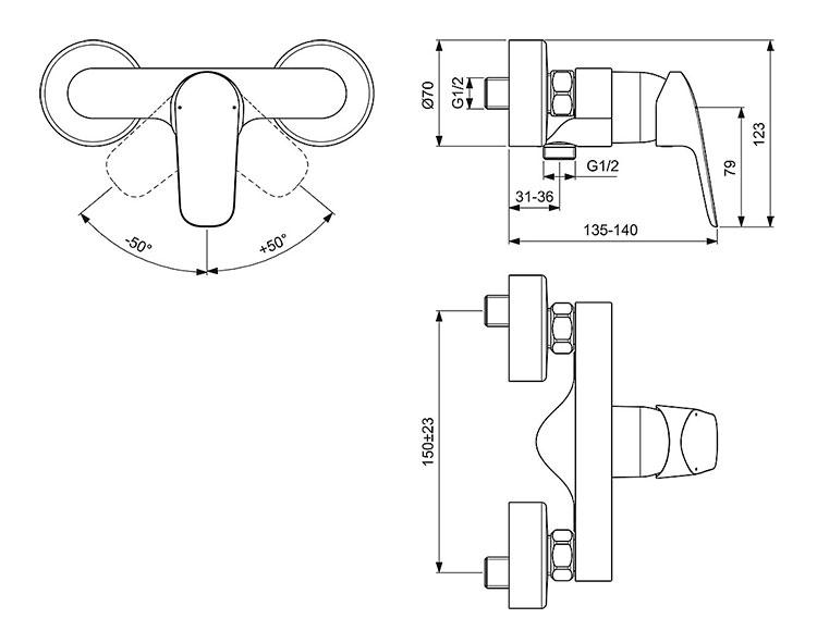 Ideal Standard Ceraflex brusearmatur m/vandsparer Ideal Standard Ceraflex brusearmatur m/vandsparer