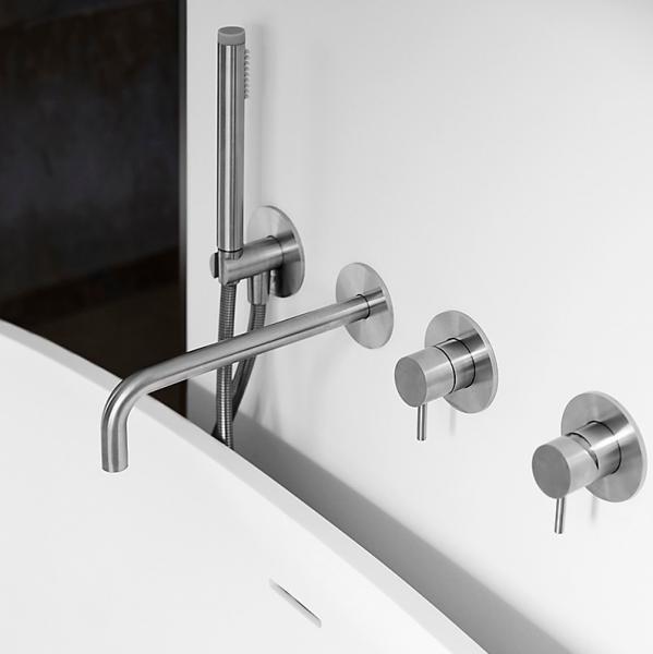 QTOO komplet badekararmatur til indbygning - Børstet stål QTOO komplet badekararmatur til indbygning - Børstet stål