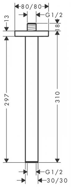 hansgrohe loftbefæstigelse E 30 cm 1/2" - Krom hansgrohe loftbefæstigelse E 30 cm 1/2" - Krom