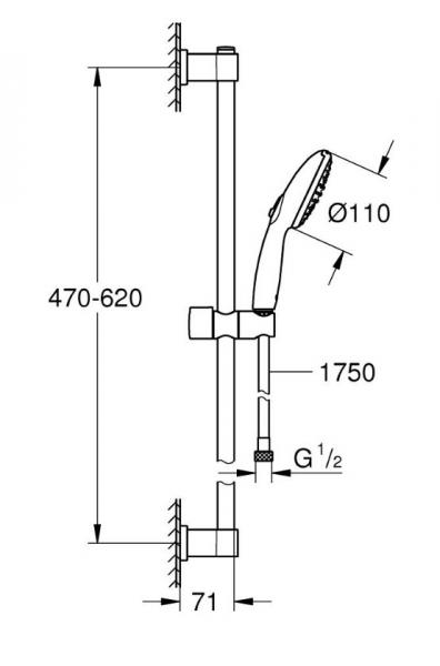 Grohe Vitalio Start 110 brusesæt 2 sprays m/WaterSaving - Mat sort Grohe Vitalio Start 110 brusesæt 2 sprays m/WaterSaving - Mat sort