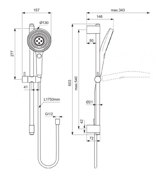 Ideal Standard IdealRain Solos brusesæt m/3 stråler - Krom Ideal Standard IdealRain Solos brusesæt m/3 stråler - Krom