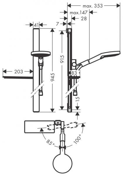 hansgrohe Raindance Select S 120 ECO brusesæt 3jet - 90cm