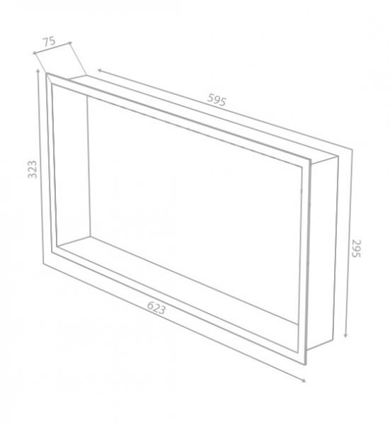 Damixa Zen badeværelseshylde til indbygning - Rektangulær - Børstet grafitgrå