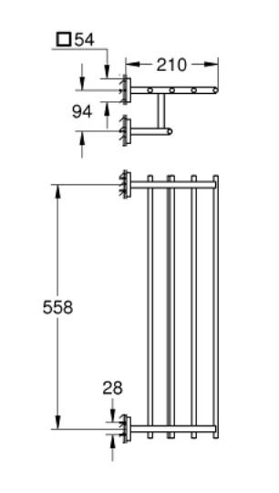 Grohe Start Cube håndklædestang m/hylde - Krom Grohe Start Cube håndklædestang m/hylde - Krom