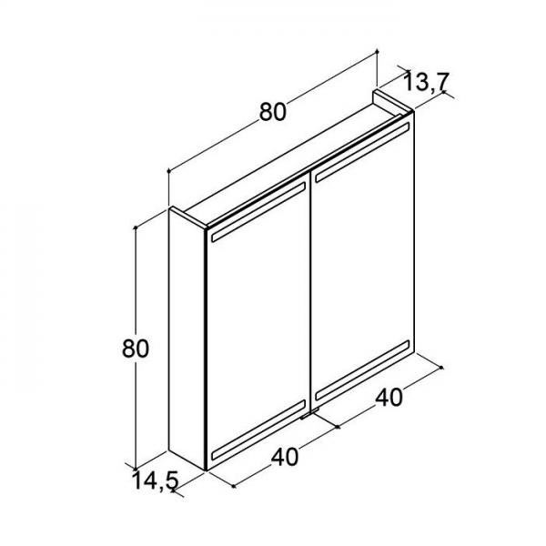 Dansani Level spejlskab 80 m/lys, lysstyring og tr&aelig;bakker - Hvid mat