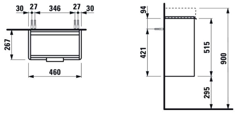 Laufen Base 47 underskab m/låge - Højrehængt - Hvid mat