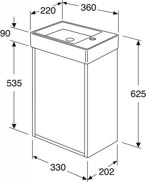 Gustavsberg Artic Small 33 møbelsæt - vask til venstre - Askegrå/sort Gustavsberg Artic Small 33 møbelsæt - vask til venstre - Askegrå/sort