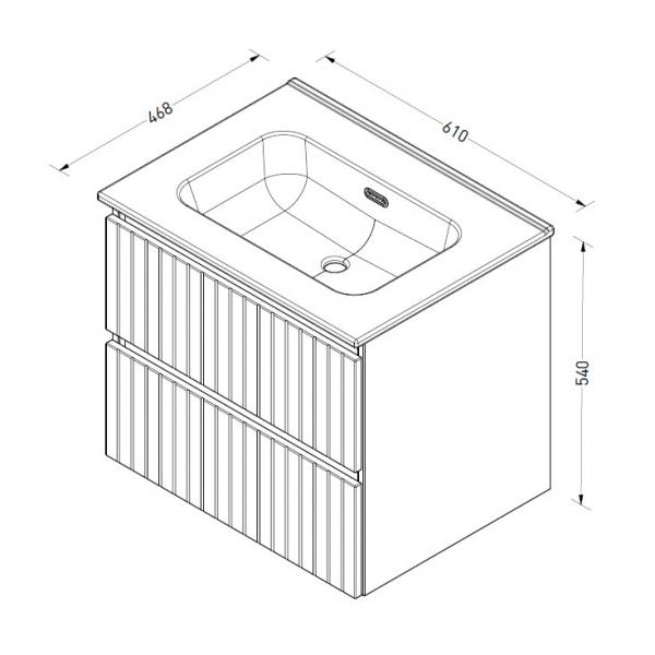 Sanibell Proline 60 møbelsæt m/lameller og 2 skuffer - Uden hanehul - Urban eg Sanibell Proline 60 møbelsæt m/lameller og 2 skuffer - Uden hanehul - Urban eg