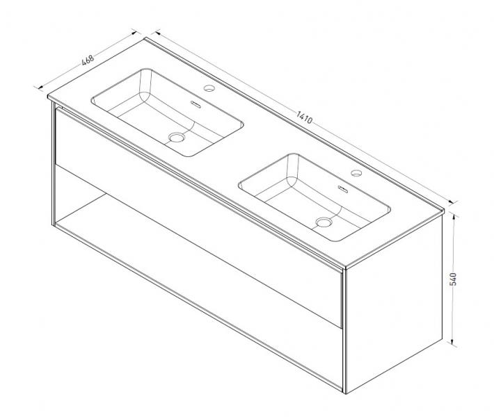Sanibell Proline 140 møbelsæt m/1 skuffe, hylde og dobbeltvask - Ideal eg Sanibell Proline 140 møbelsæt m/1 skuffe, hylde og dobbeltvask - Ideal eg