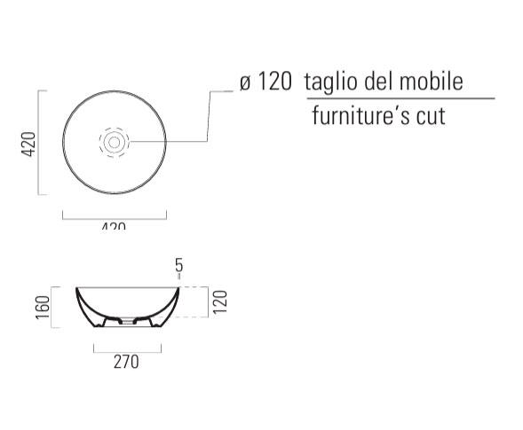 GSI Pura 42 fritstående bowlevask - Uden hanehul - Creta