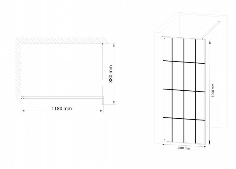 Nortiq New York fast brusevæg m/sprosser - 90 cm Nortiq New York fast brusevæg m/sprosser - 90 cm