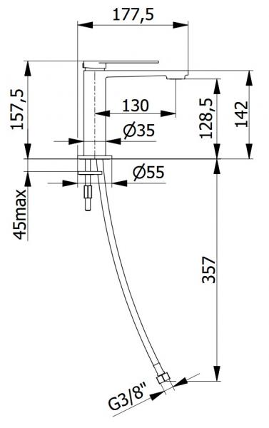 Cassøe Edge håndvaskarmatur m/pop-up bundventil - Mat bronze Cassøe Edge håndvaskarmatur m/pop-up bundventil - Mat bronze