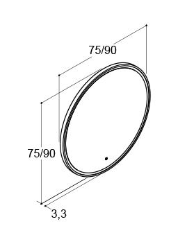 Dansani Mido+ Shine 75 rundt spejl m/lys og sort ramme Dansani Mido+ Shine 75 rundt spejl m/lys og sort ramme