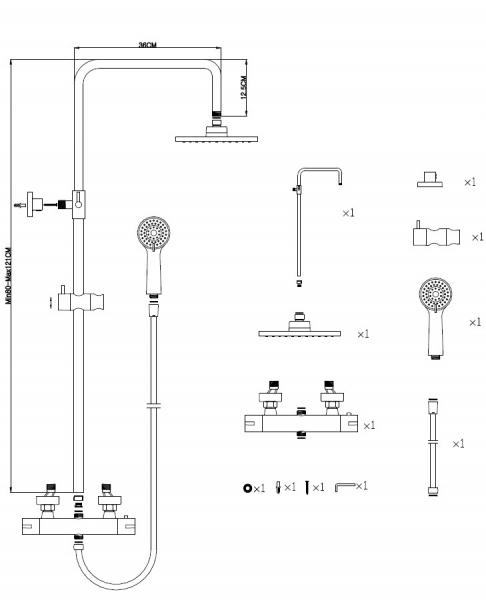 Nortiq komplet brusesystem Ø22 - Krom Nortiq komplet brusesystem Ø22 - Krom