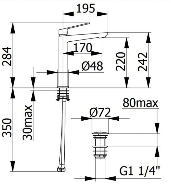 Cassøe Sleek håndvaskarmatur t/bowlevask - Mat bronze