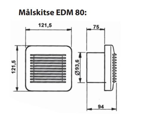 Thermex EDM 80 badeværelsesventilator (standard model) 230V, hvid Thermex EDM 80 badeværelsesventilator (standard model) 230V, hvid