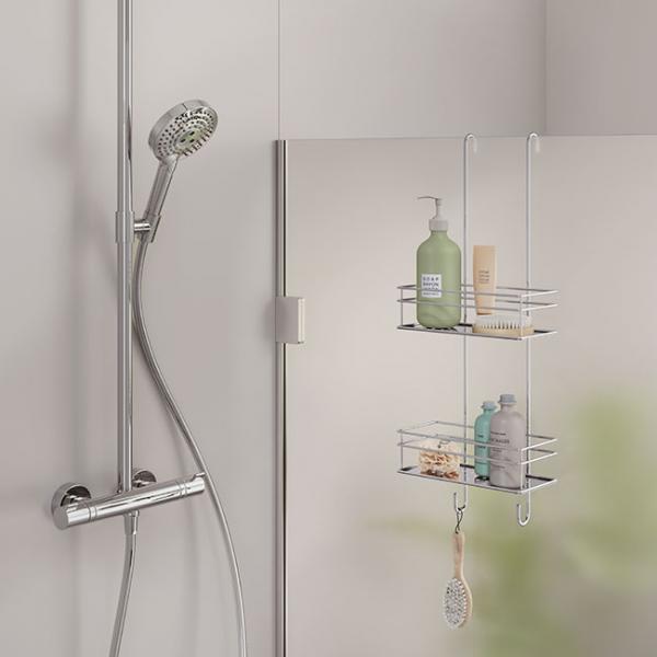 Beslagsboden dobbelt brusekurv til glasv&aelig;g - Krom