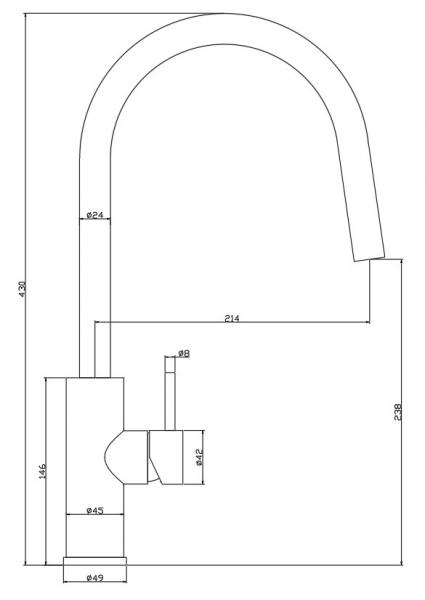 Cass&oslash;e Noba CK04 k&oslash;kkenarmatur m/udtr&aelig;k - B&oslash;rstet st&aring;l
