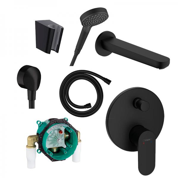 Hansgrohe Rebris komplet indbygningspakke til badekar - Mat sort Hansgrohe Rebris komplet indbygningspakke til badekar - Mat sort