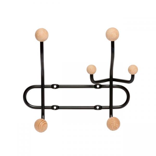 Lastein Sir James Strait knagerække m/2 knager - Sort/eg Lastein Sir James Strait knagerække m/2 knager - Sort/eg