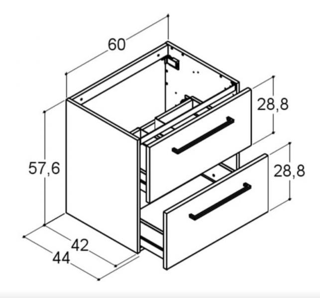 Dansani Mido+ 60 vaskeskab m/skuffer - Varm eg Dansani Mido+ 60 vaskeskab m/skuffer - Varm eg