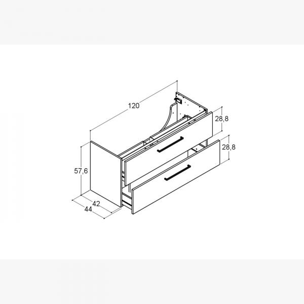 Dansani Mido+ 120 vaskeskab m/skuffer - Sort struktur Dansani Mido+ 120 vaskeskab m/skuffer - Sort struktur