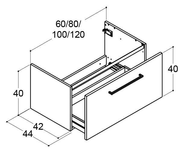 Dansani Mido+ 120 vaskeskab m/1 skuffe - Sort struktur Dansani Mido+ 120 vaskeskab m/1 skuffe - Sort struktur