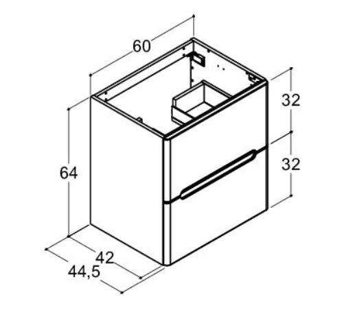Dansani Luna Vintage 60 vaskeskab m/skuffer og integrerede greb - Hvid mat
