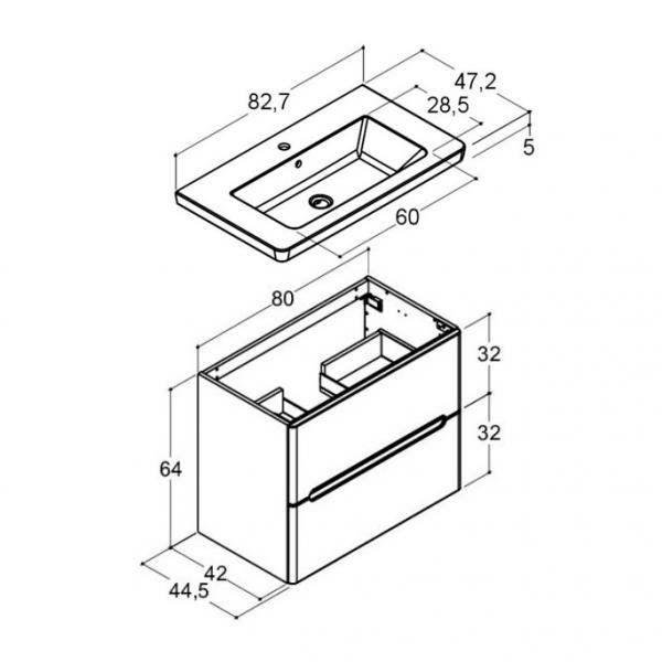 Dansani Luna Vintage 80 møbelsæt m/Larghetto vask og integrerede greb - Valgfri farve Dansani Luna Vintage 80 møbelsæt m/Larghetto vask og integrerede greb - Valgfri farve