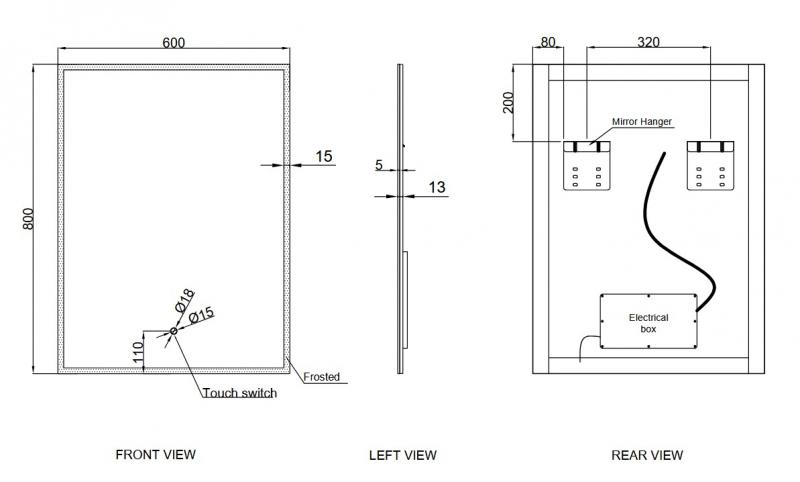Cassøe Ravenna spejl m/lys og touch - 60x80 cm Cassøe Ravenna spejl m/lys og touch - 60x80 cm