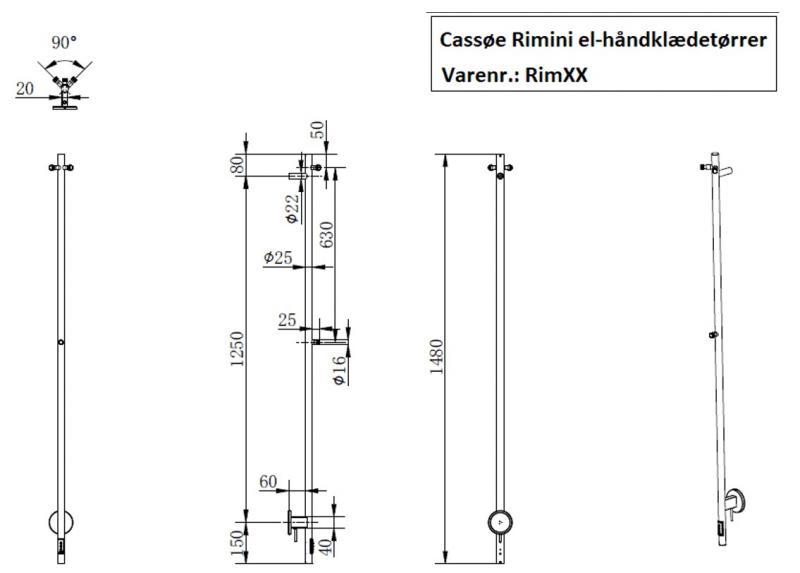 Cassøe Rimini håndklædetørrer - Børstet kobber