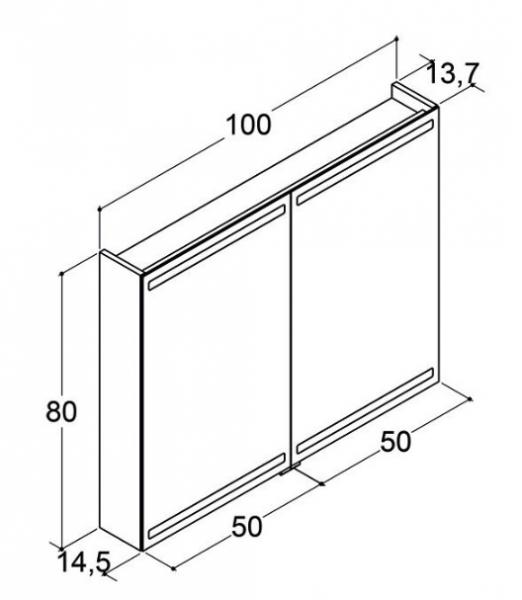 Dansani Level spejlskab 100 m/LED og lysstyring - Grå mat