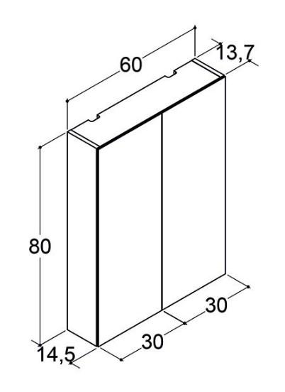 Dansani Style spejlskab 60 m/lysstyring - Lys eg Dansani Style spejlskab 60 m/lysstyring - Lys eg