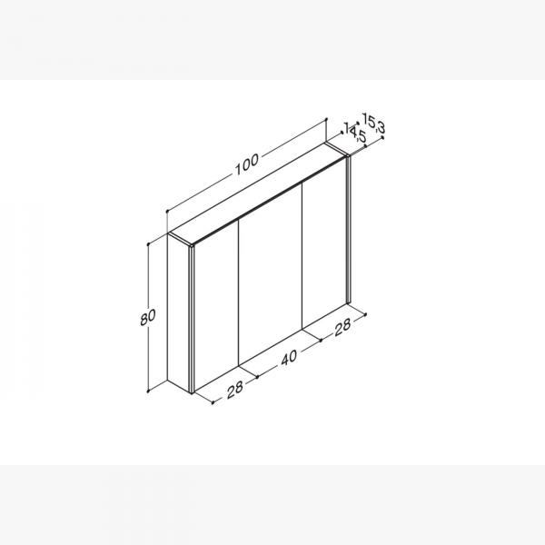 Dansani Ambi spejlskab 100 m/lysstyring og 3 låger - Hvid mat lak Dansani Ambi spejlskab 100 m/lysstyring og 3 låger - Hvid mat lak