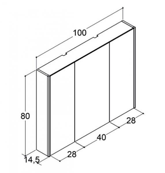 Dansani Ambi spejlskab 100 m/lysstyring og 3 låger - Lys eg