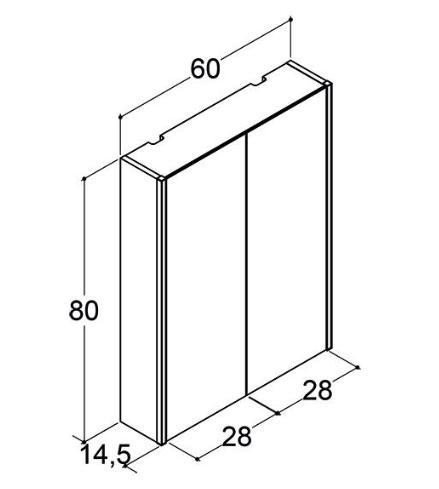 Dansani Ambi spejlskab 60 m/lodret lys og lysstyring - Lys eg